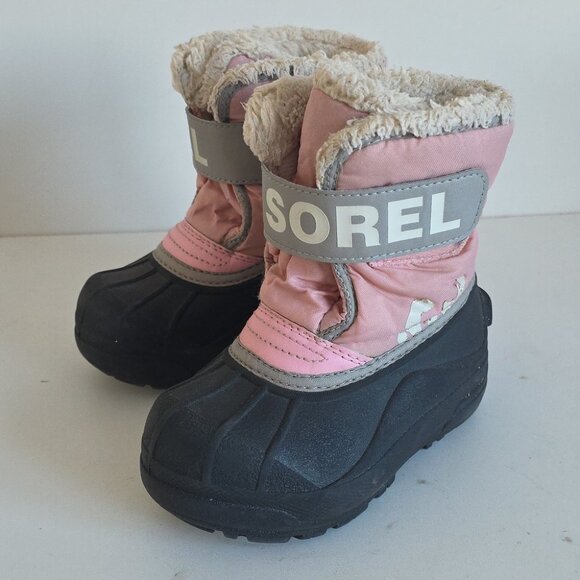 *SOLD* SOREL | Commander Winter Snow Boots Pink Girls Sz 8 - Picture 2 of 5